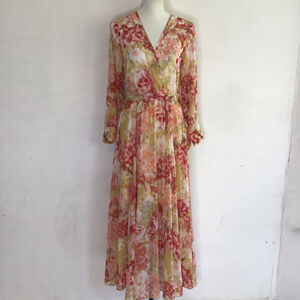 KATE and LILY Women Summery Floral Maxi Dress Size 4 Red Yellow